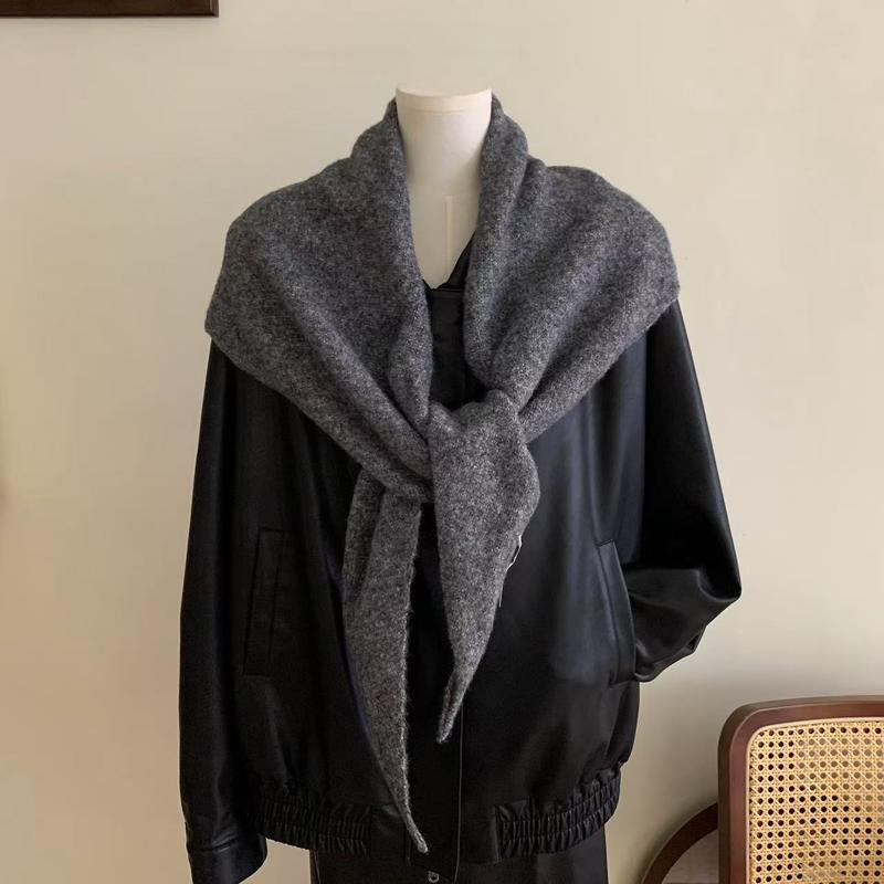 Fashion Women Wool-Blend Knitted Striped Triangle Scarf Winter Warm Lady Shawl Blanket Bandana Versatile Scarves