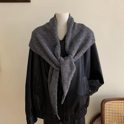 Fashion Women Wool-Blend Knitted Striped Triangle Scarf Winter Warm Lady Shawl Blanket Bandana Versatile Scarves