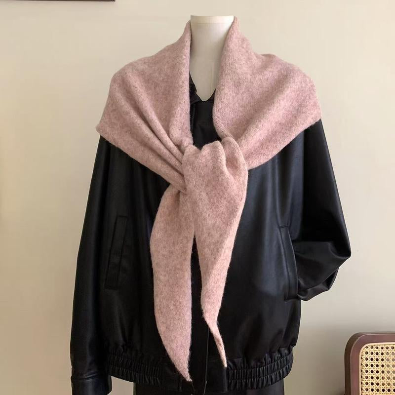 Fashion Women Wool-Blend Knitted Striped Triangle Scarf Winter Warm Lady Shawl Blanket Bandana Versatile Scarves