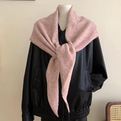 Fashion Women Wool-Blend Knitted Striped Triangle Scarf Winter Warm Lady Shawl Blanket Bandana Versatile Scarves