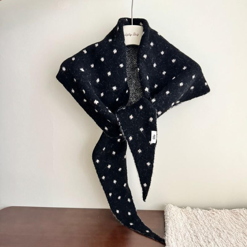 Fashion Women Wool-Blend Knitted Striped Triangle Scarf Winter Warm Lady Shawl Blanket Bandana Versatile Scarves