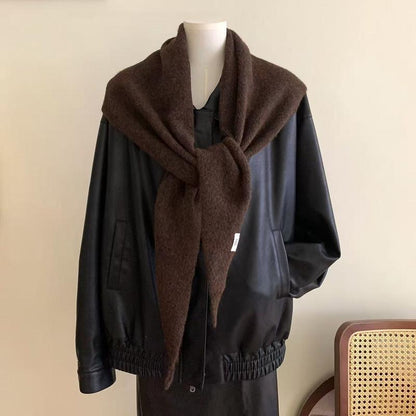 Fashion Women Wool-Blend Knitted Striped Triangle Scarf Winter Warm Lady Shawl Blanket Bandana Versatile Scarves