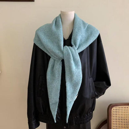 Fashion Women Wool-Blend Knitted Striped Triangle Scarf Winter Warm Lady Shawl Blanket Bandana Versatile Scarves