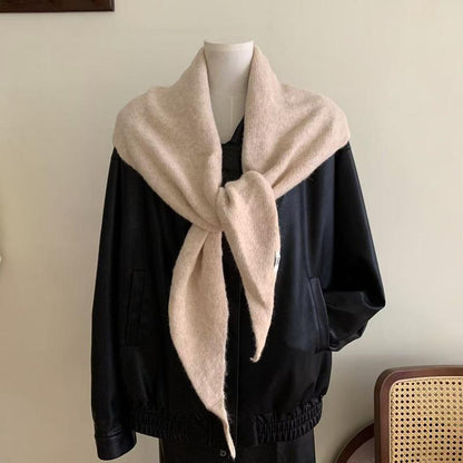 Fashion Women Wool-Blend Knitted Striped Triangle Scarf Winter Warm Lady Shawl Blanket Bandana Versatile Scarves