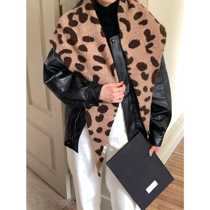 Fashion Women Wool-Blend Knitted Striped Triangle Scarf Winter Warm Lady Shawl Blanket Bandana Versatile Scarves