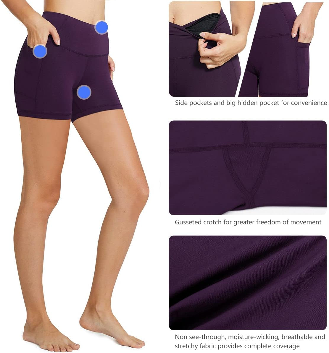 Women'S 8"/ 5"/ 3" Biker Shorts High Waist Yoga Workout Gym Running Volleyball Spandex Shorts with Pockets